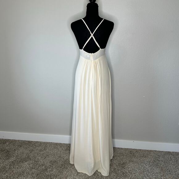 Lulu’s Women’s Hippie Hippie Chic Maxi Dress Crochet Bodice Cream Size Medium - Picture 8 of 12